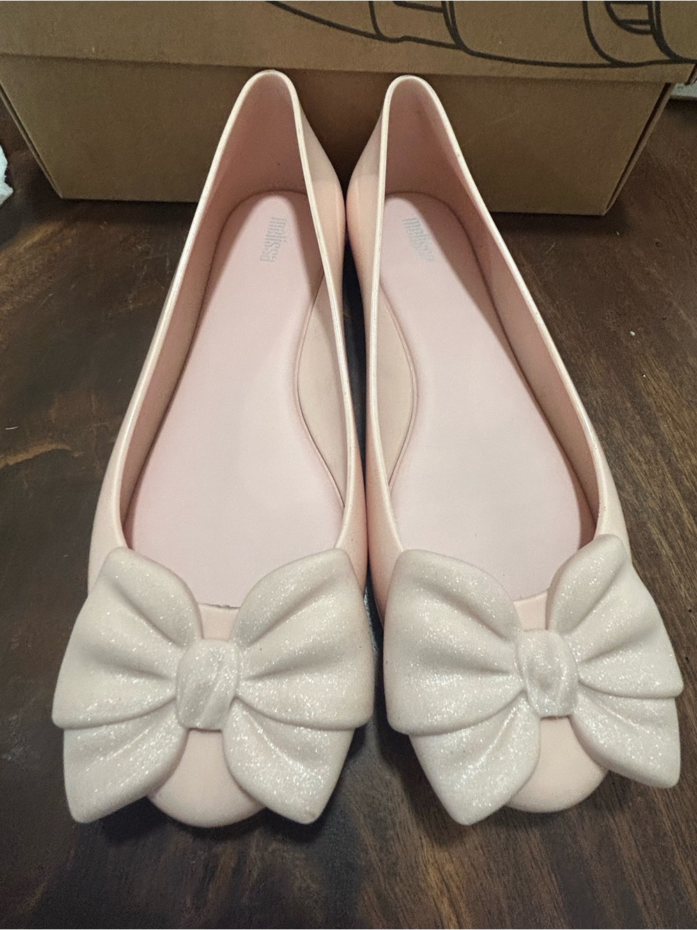 Melissa Pink Bow Jelly Flats NWT